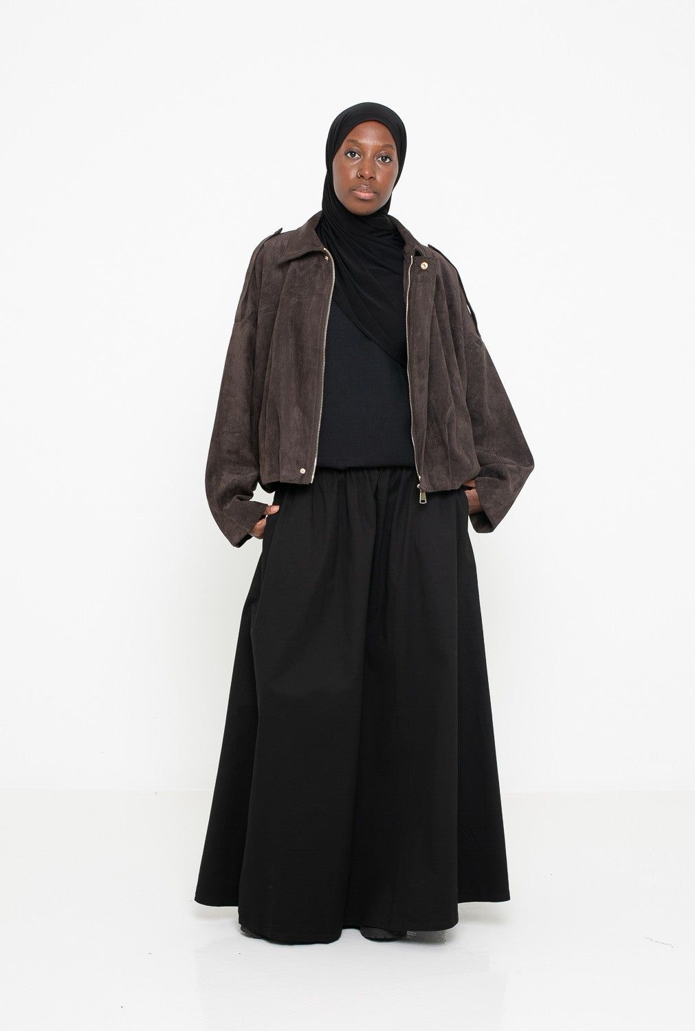 Veste ample en suédine pour femme musulmane