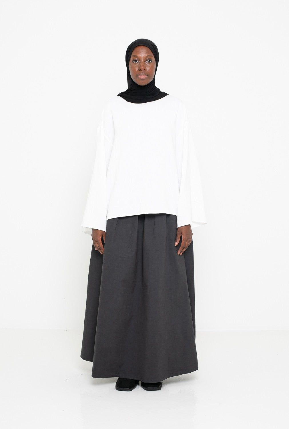 Top basic blanc ample pour femme musulmane