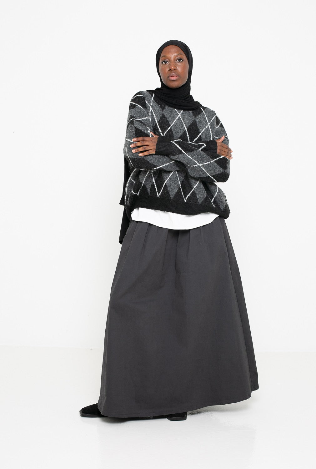 Pull ample en laine vintage pour femme moderne musulmane