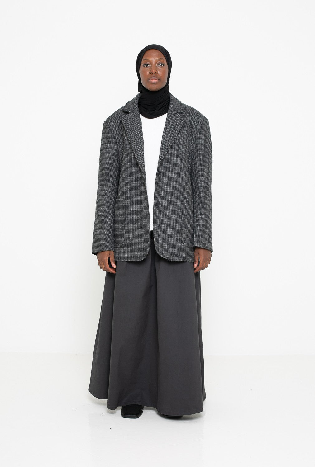 Veste en laine à carreaux oversize pour femme musulmane