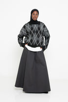 Jupe en coton premium gris foncé coupe trapèze pour femme musulmane