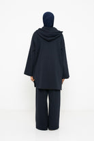 Pantalon ample taille élastique en coton pour femme musulmane vue de dos.