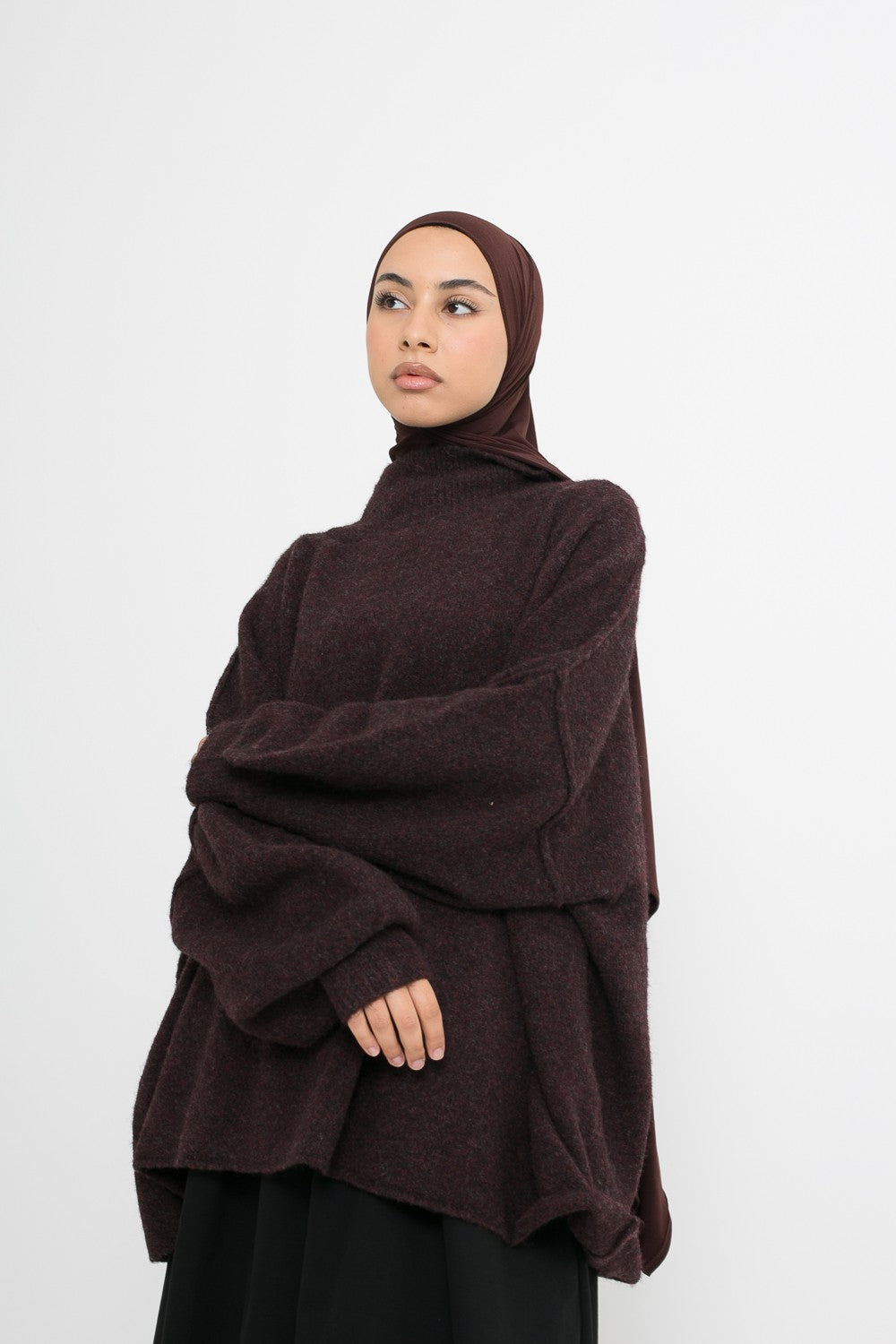 Pull oversize marron-Chic and modesty boutique pour femme musulmane