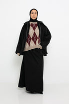 Jupe gabardine de coton noir pour femme musulmane. Boutique de prêt à porter modeste fashion.