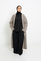 Manteau long en laine tendance pour femme musulmane