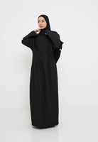 Robe longue signature avec plis niveau taille et manche ample. Boutique de prêt à porter pour femme musulmane