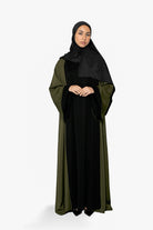 Abaya réversible kaki et noir pour femme musulmane. Ramadan 2026.