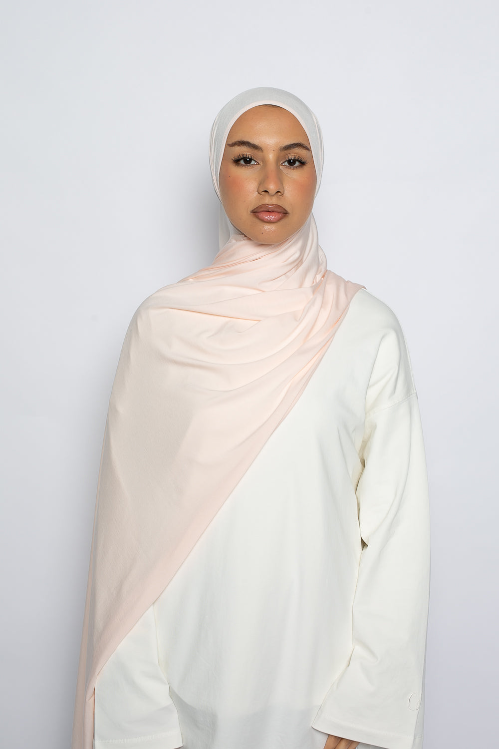 Hijab d'été respirant en fibre naturelle couleur blush