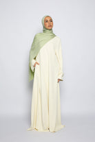 Robe longue ample pour printemps été de couleur jaune pastel pour femme musulmane