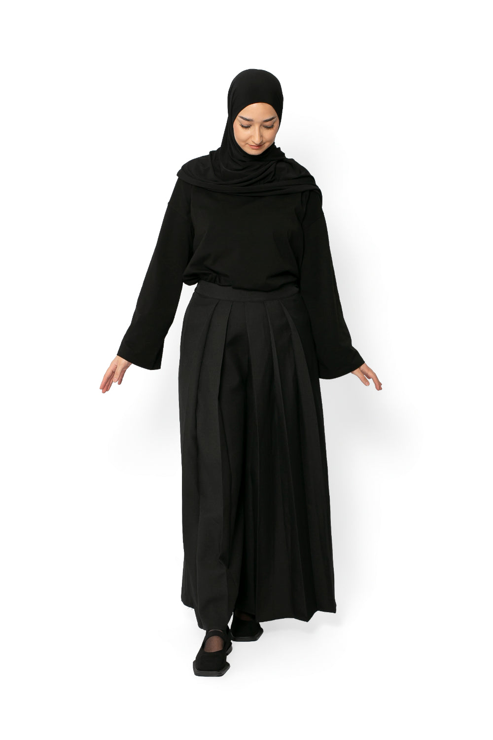 pantalon jupe culotte ample noir habillée pour femme musulmane